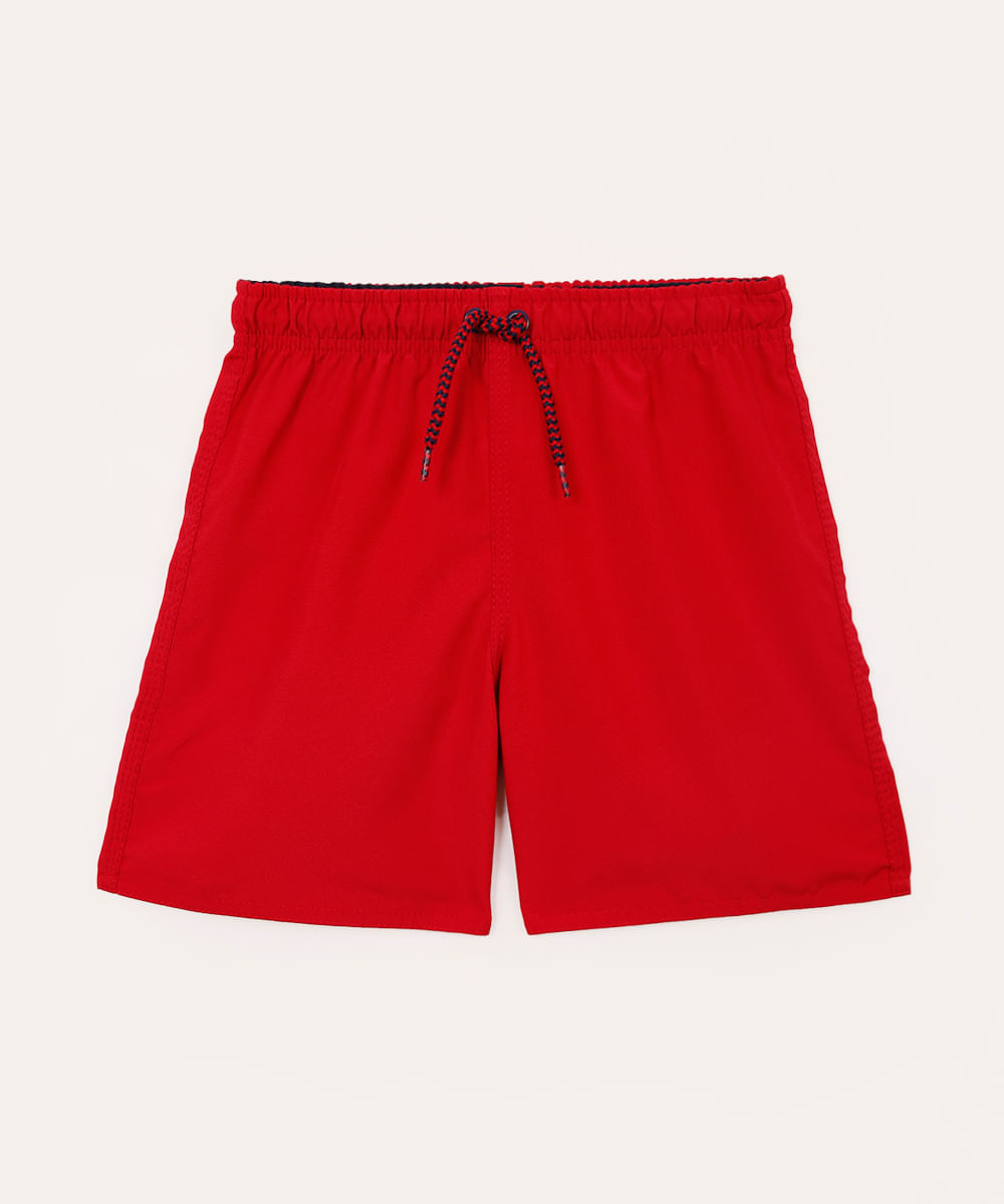 bermuda infantil com elástico e cordão vermelho