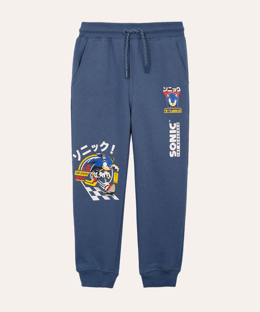 calça jogger de moletom infantil sonic azul