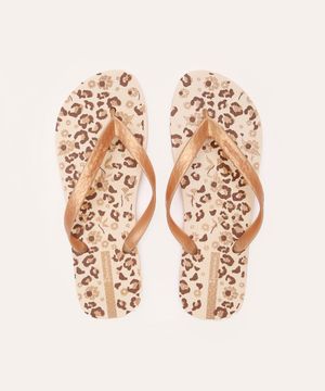 chinelo ipanema happy animal print bege