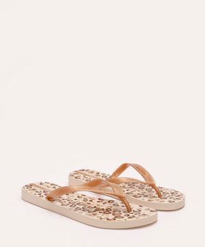 chinelo ipanema happy animal print bege