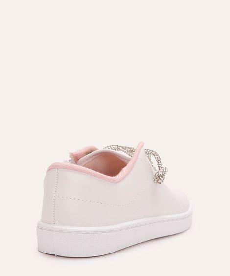 tênis casual molekinha infantil cadarço com brilhos branco