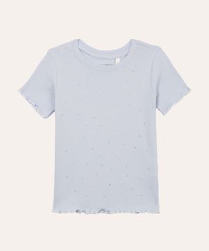 blusa de algodão infantil com strass azul claro