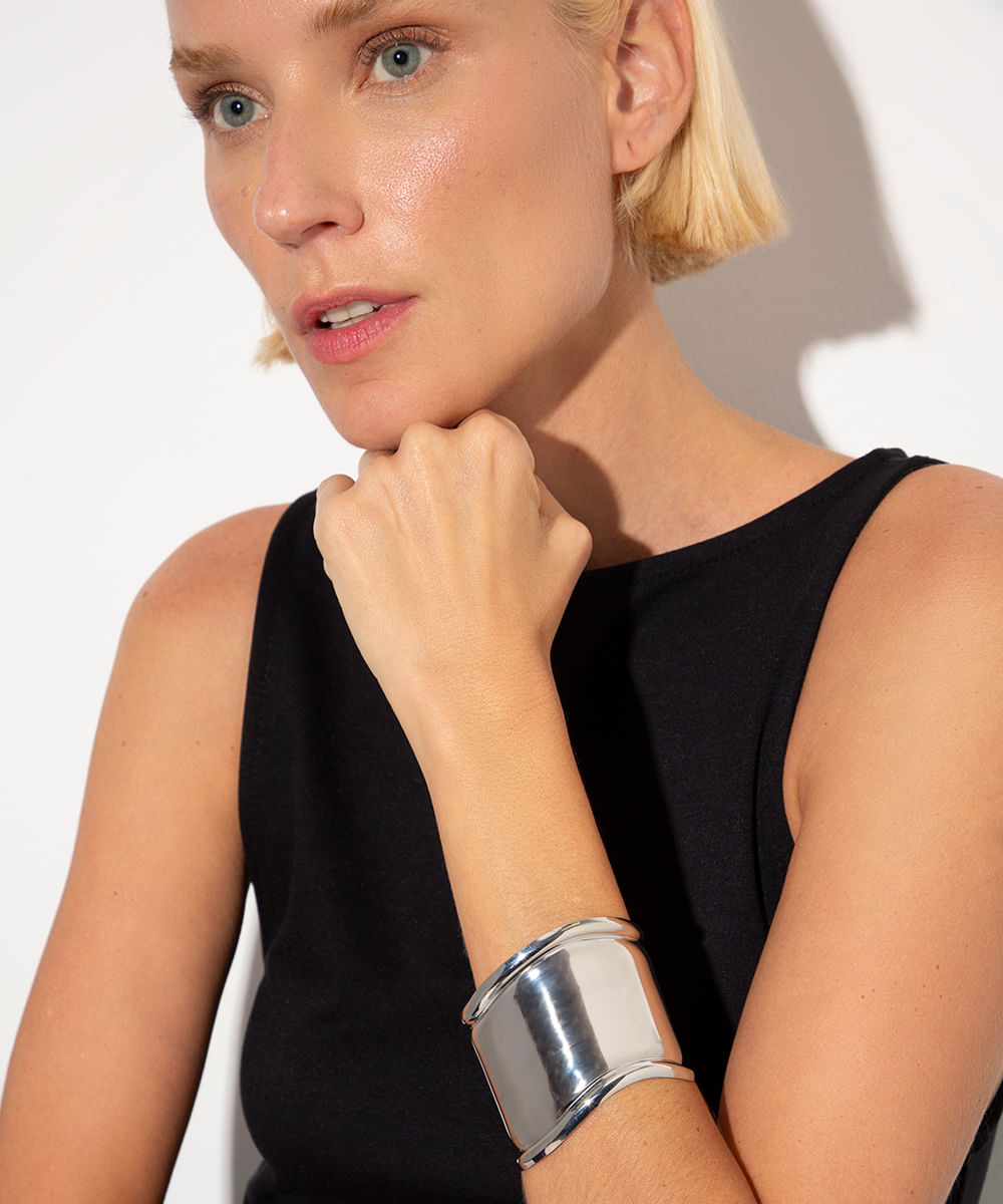 bracelete largo mindset prateado