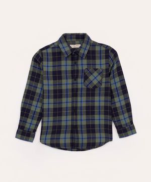 camisa de algodão infantil xadrez verde