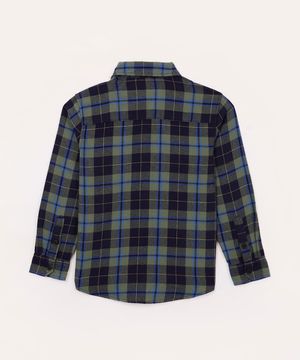 camisa de algodão infantil xadrez verde