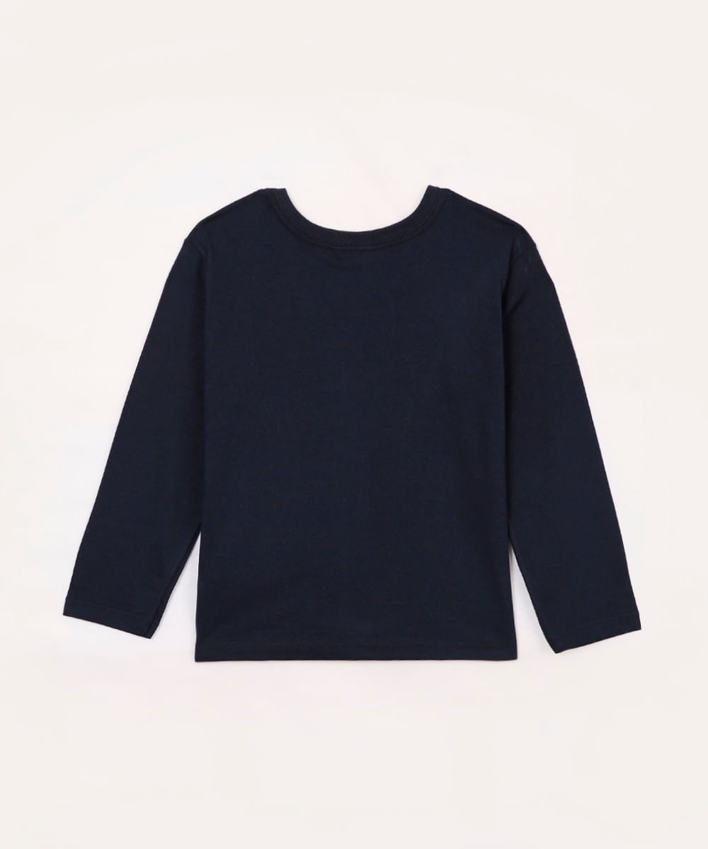 camiseta de algodão infantil cachorro azul marinho