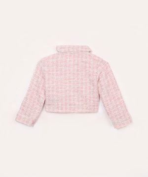 casaco de tweed infantil com corações rosa