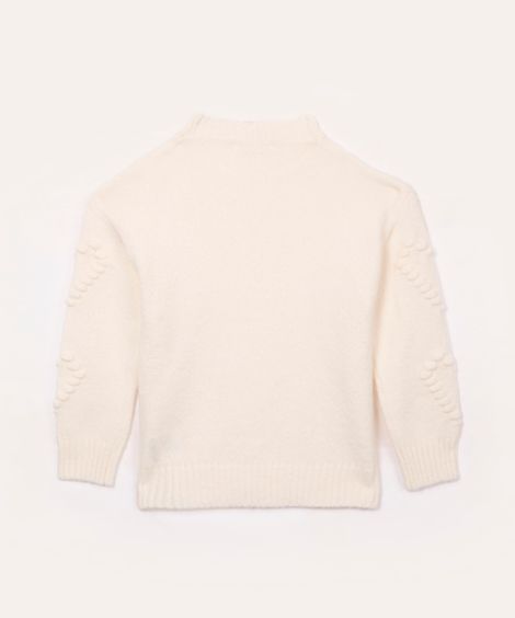 suéter de tricot infantil corações off white
