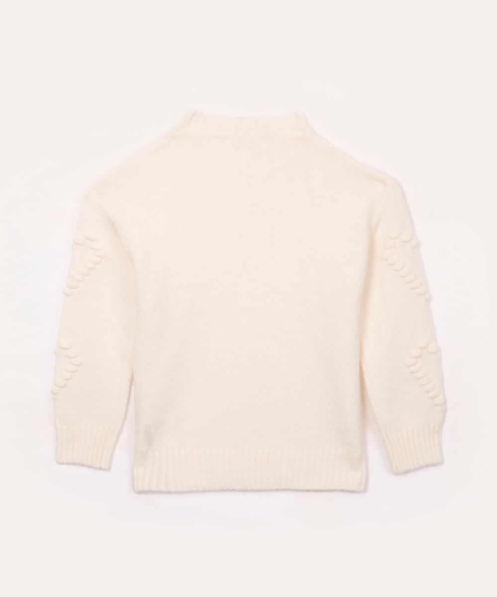 suéter de tricot infantil corações off white