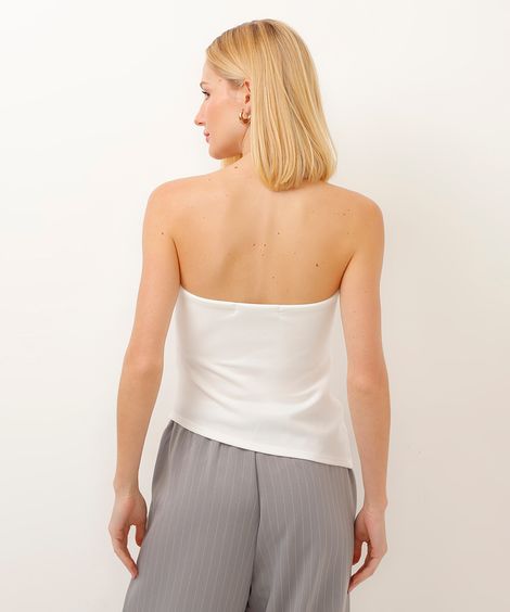 blusa decote reto sem alça off white
