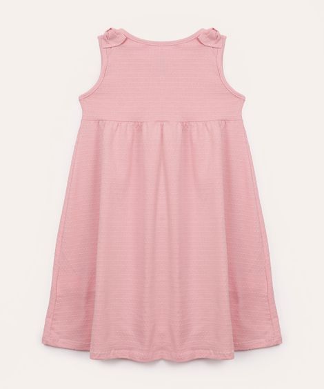 vestido infantil de algodão laço texturizado rosa