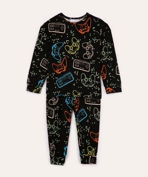 pijama infantil games preto