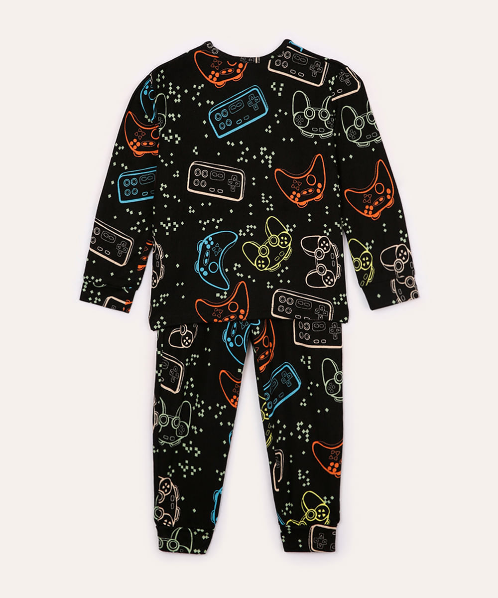 pijama infantil games preto