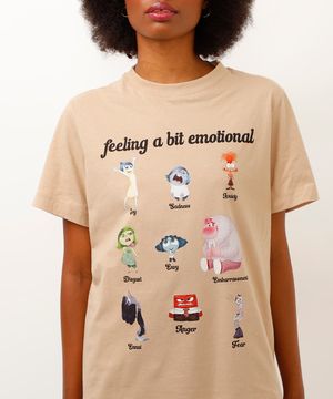 camiseta de algodão divertida mente feeling a bit emotional bege