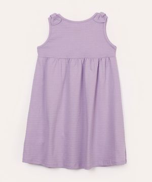 vestido infantil de algodão laço texturizado lilás