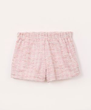 short saia de tweed infantil corações rosa