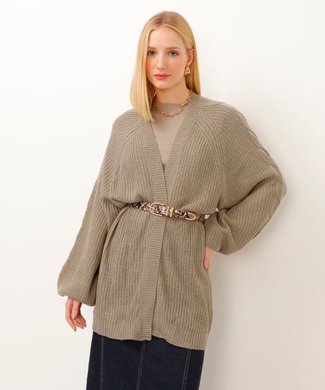 cardigan de tricot alongado verde