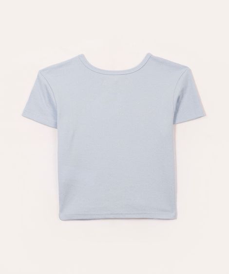 blusa infantil glitter coração manga curta azul claro