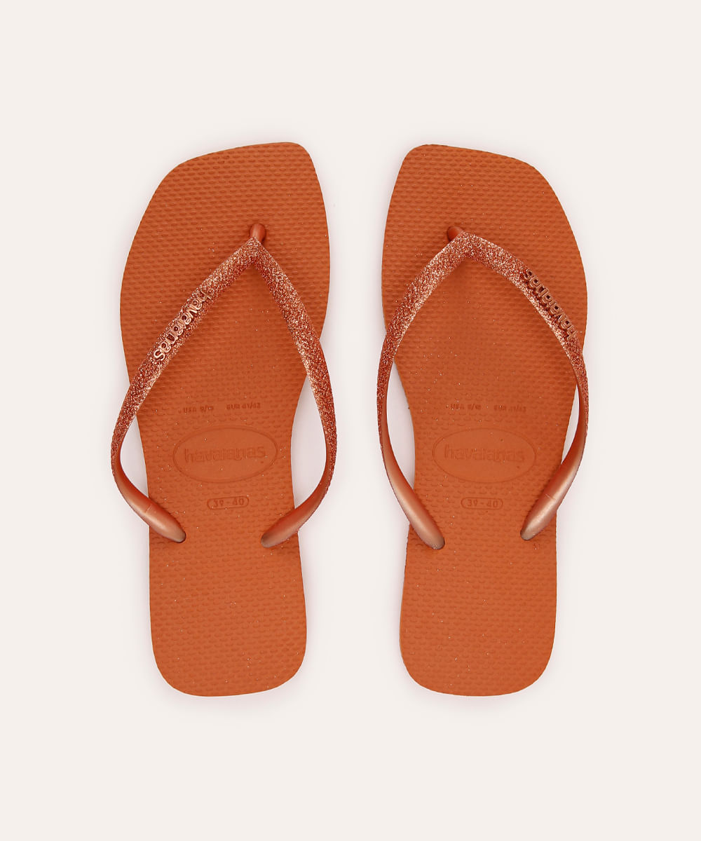 chinelo havaianas slim square glitter laranja