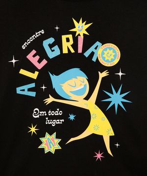 camiseta de algodão infantil alegria divertida mente preta