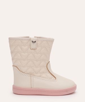 bota infantil matelassê corações molekinha off white