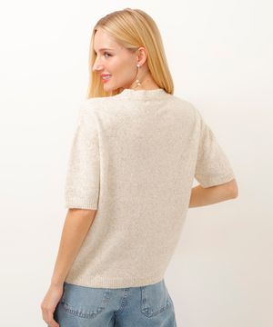 blusa de tricot manga curta bege