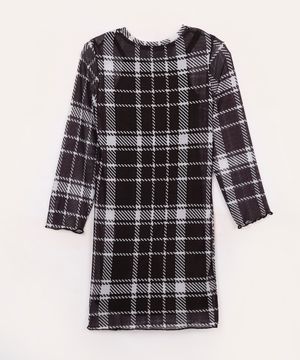 vestido de tule infantil xadrez preto