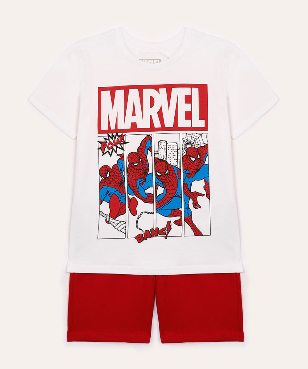conjunto de algodão infantil homem aranha branco