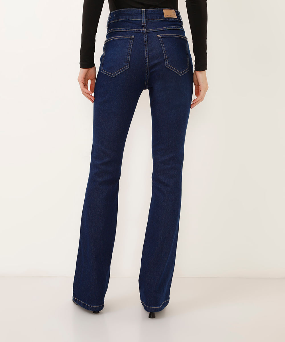 calça jeans flare cintura alta sawary - jeans escuro
