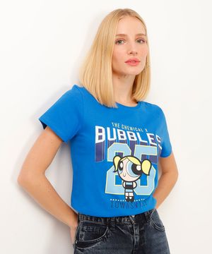 camiseta de algodão as meninas super poderosas azul
