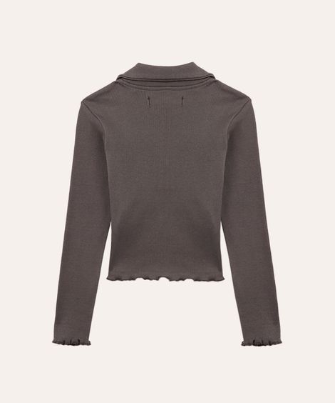 blusa de algodão infantil fru fru cinza