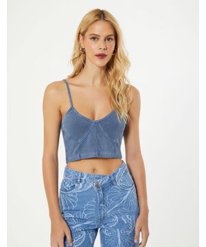 Top Corset Ribana Stone - Azul Denim