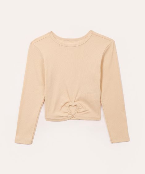 blusa de algodão infantil com brilho bege