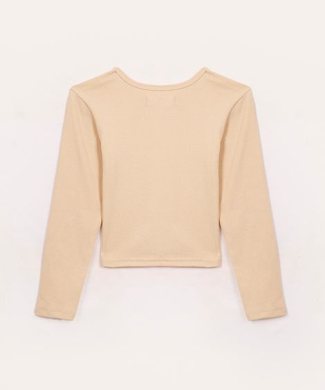 blusa de algodão infantil com brilho bege