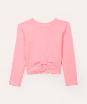 blusa de algodão infantil com brilho rosa