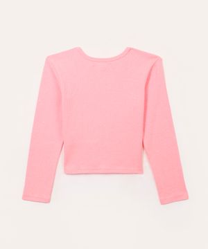 blusa de algodão infantil com brilho rosa