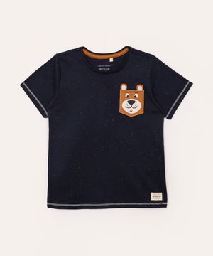 camiseta infantil cachorro manga curta azul