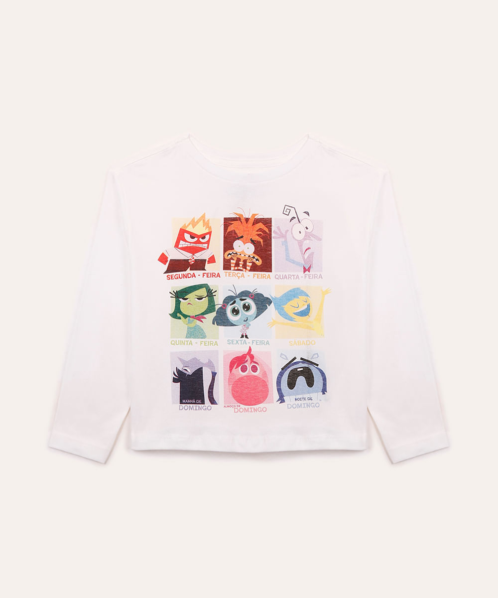 camiseta de algodão infantil divertida mente off white