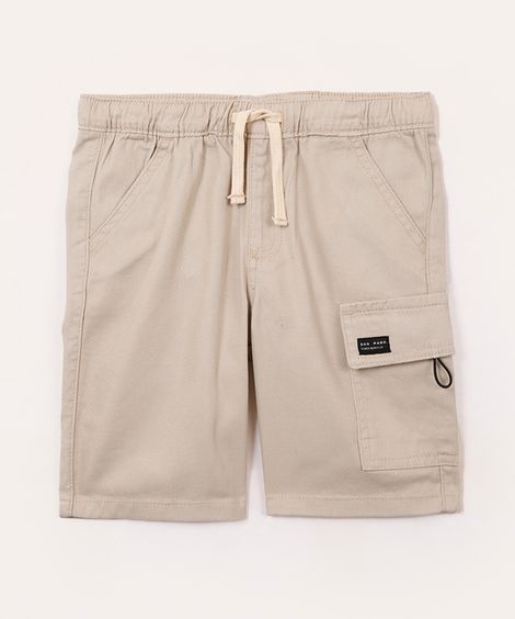 bermuda cargo de sarja infantil - areia