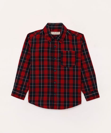 camisa manga longa infantil xadrez vermelho