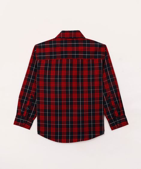 camisa manga longa infantil xadrez vermelho