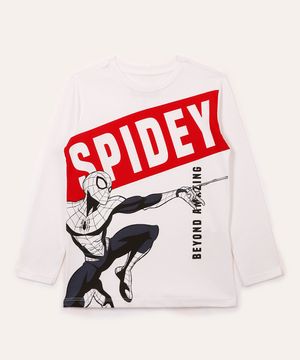 camiseta de algodão infantil homem aranha branca
