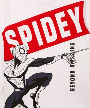 camiseta de algodão infantil homem aranha branca