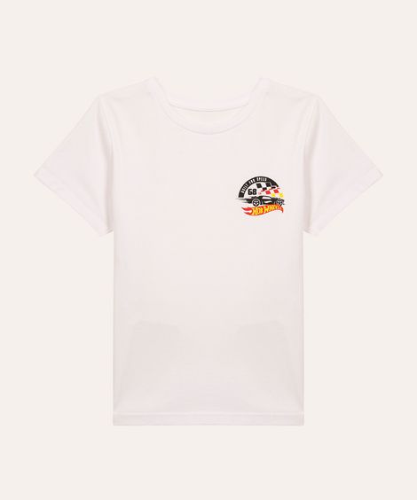 camiseta de algodão infantil hot wheels manga curta branca
