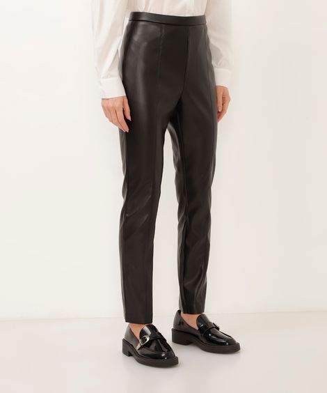 calça legging de poliuretano preta