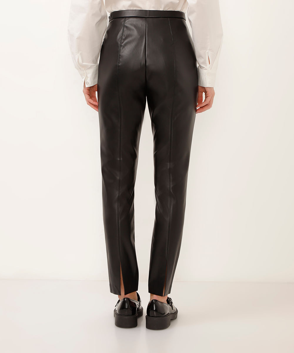 calça legging de poliuretano preta
