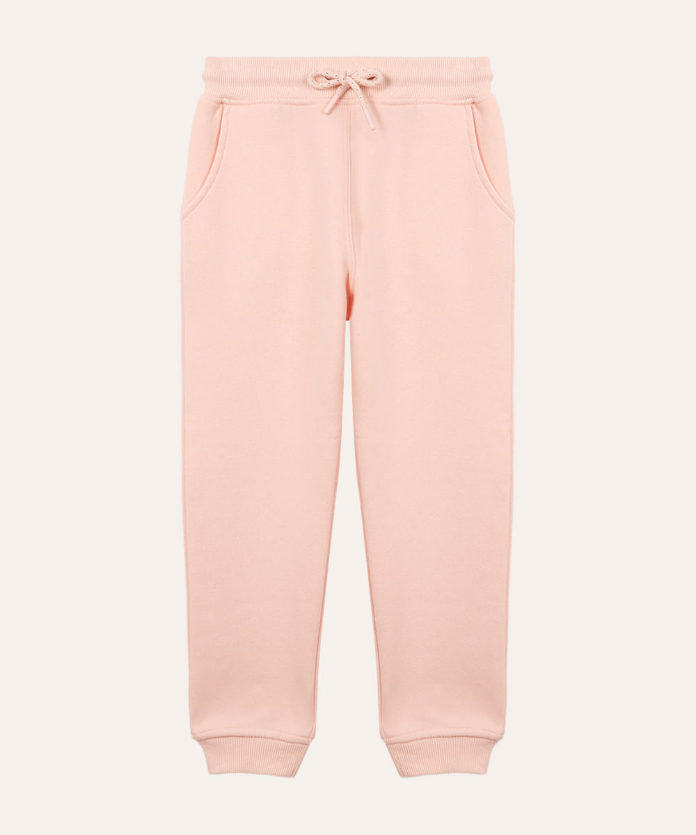 calça jogger infantil de moletom rosa
