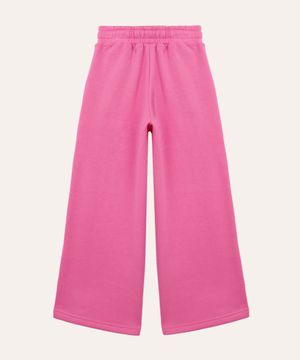 calça wide leg de moletom infantil rosa