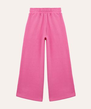 calça wide leg de moletom infantil rosa