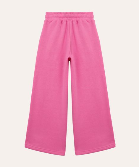 calça wide leg de moletom infantil rosa